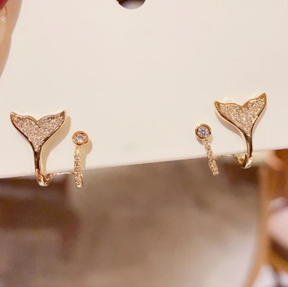 Mairmaid earrings, sparkle gold plated stud earrings